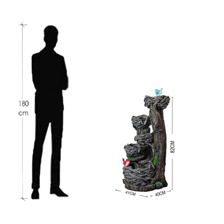 شلال مياة حديقة تصميم عصافير مع العش بإضاءة LED