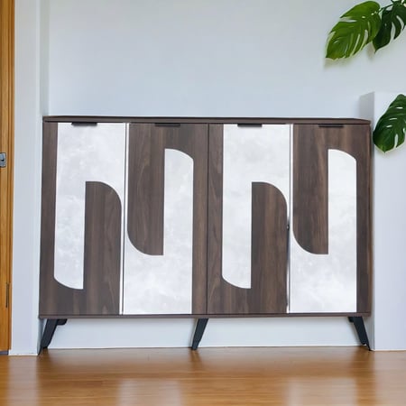 خزانة أحذية خشبية واسعة ببابين و5 رفوف صناعة ماليزي