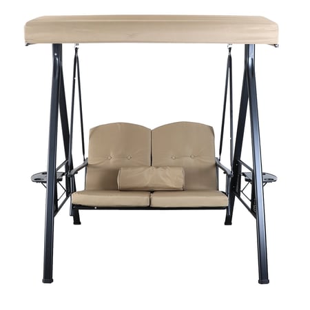 كرسي أرجوحة للمساحات الخارجية مع مظلة حماية 2 مقاعد مريحة