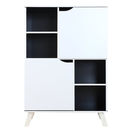 وحدة تخزين ادراج 4 دور خشب ماليزي بابين لون ابيض واسود