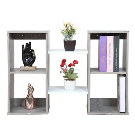 ارفف جدارية خشب مودرن لون رمادي وابيض