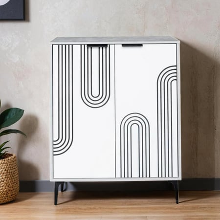 خزانة احذيه خشبية 2 باب 4 أدوار خشب ماليزي لون رمادي وأبيض