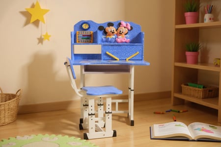طاولة مدرسية للاطفال مع كرسي لون أزرق  تصميم ميكي ماوس