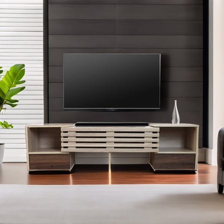 طاولة تلفزيون خشب ماليزي 160 سم , تصميم جميل مع ادراج خشب متحركة  , لو