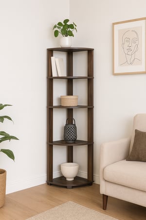 وحدة تخزين رفوف زاوية - بني