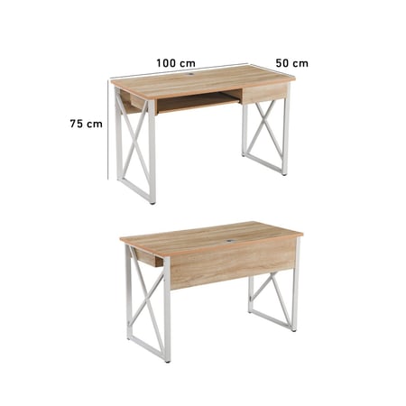 طاولة مكتب خشب مع درج تخزين مقاس 100 سم - بيج