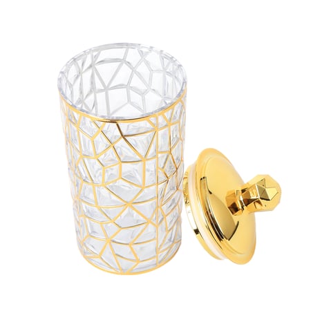 علب حفظ السكر والشاي من الاكريليك بغطاء ذهبي