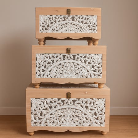 صناديق خشب طقم 3 قطع