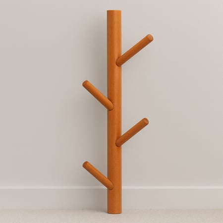 علاقة ملابس خشب للحائط 4 ستاند , لون بني