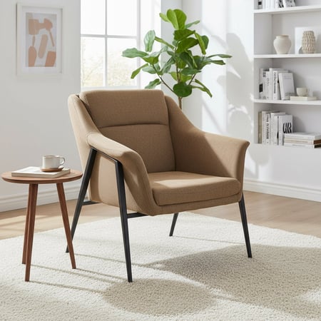 كرسي مفرد قماش مع قاعدة متينة - بني