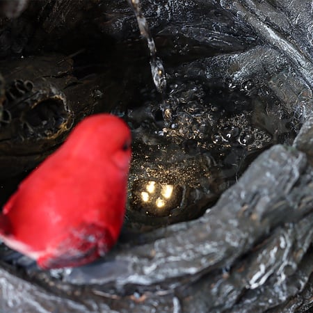 شلال مياة حديقة تصميم عصافير مع العش بإضاءة LED