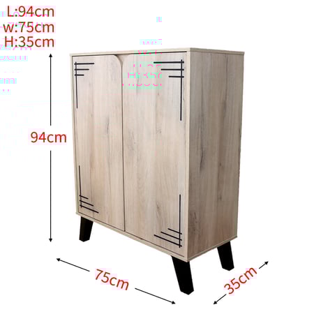 دولاب أحذية خشبي 2 باب 4 رفوف خشب ماليزي لون خشبي فاتح