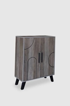 خزانة أحذية خشبية 4 أدوار ببابين لون رمادي مع بني