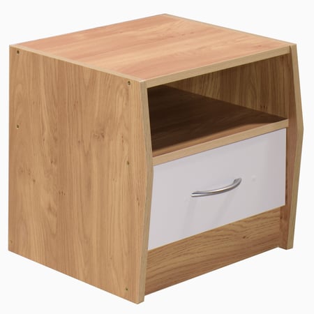 كمودينة مودرن ماليزي رف - درج لون خشبي - أبيض