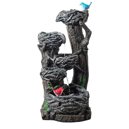 شلال مياة حديقة تصميم عصافير مع العش بإضاءة LED