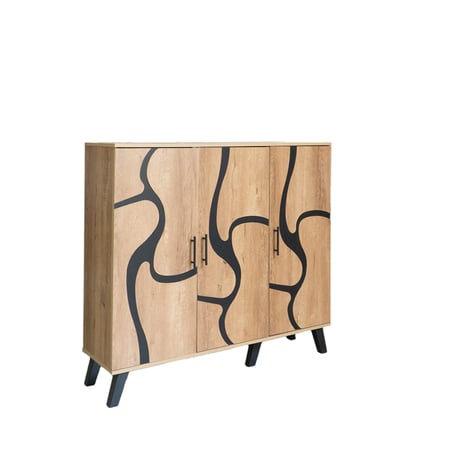 دولاب احذية 3 درفات خشب ماليزي 5 أدوار - بيج واسود