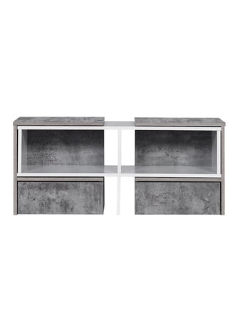 طاولة تلفزيون خشب ماليزي مع ادراج متحرك لون رمادي مع أبيض