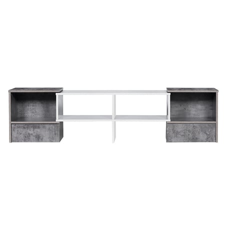 طاولة تلفزيون خشب ماليزي مع ادراج متحرك لون رمادي مع أبيض