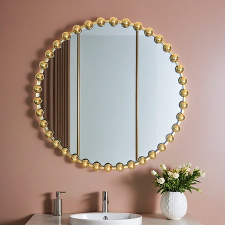 مرايا دائرية كبيرة بإطار ذهبي فاخر