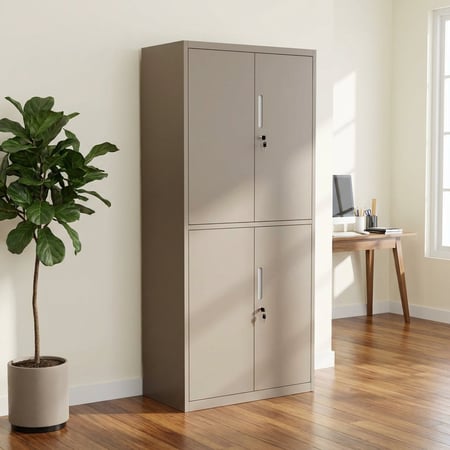 دولاب مكتب 4 ارفف حديد - بيج