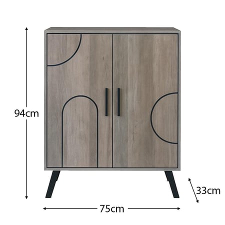 خزانة أحذية خشبية 4 أدوار ببابين لون رمادي مع بني