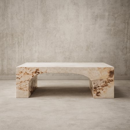 طاولة قهوة وسط بتصميم رخامي - بيج وبني