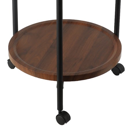 طاولة جانبية مستديرة متحركة 2 أدوار خشب