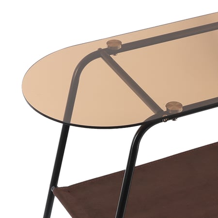 طاولة تقديم مفرد سطح زجاج بقاعدة معدن