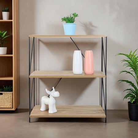 طاوله مدخل ارفف خشب ماليزي 3 ادوار لون خشبي