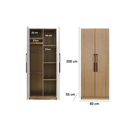 دولاب ملابس بني درفتين خشب