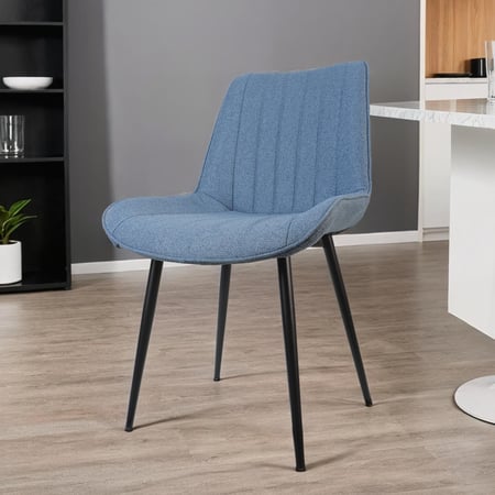 كرسي طعام قماش سادة أرجل معدن لون رمادي 86 سم