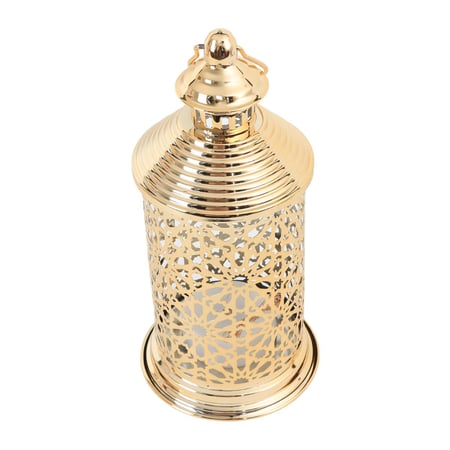 فانوس معدني شرقي بزخارف هندسية وإضاءة دافئة