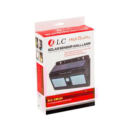 مصباح خارجي ثنائي بالطاقة الشمسيه بمستشعر حركة من دي ال سي أسود