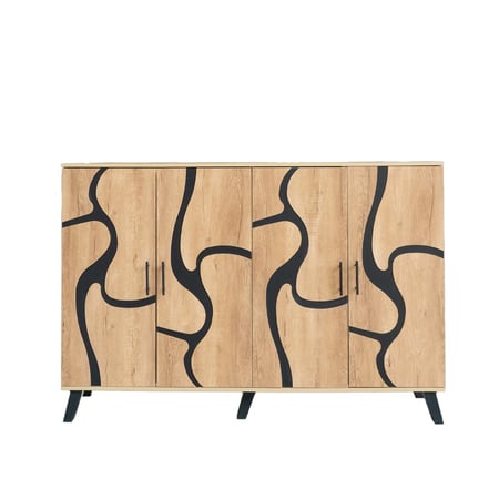 خزانة أحذية خشب ماليزي 2 قسم 5 أدوار - بيج واسود