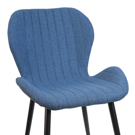 كرسي طاولة طعام قماش سادة ارجل معدن لون سماوي 86 سم