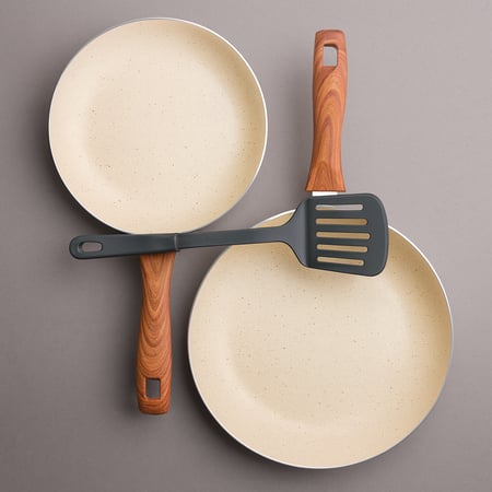 طقم مقلاة جرانيت 2 قطع مع ملعقة مسطحة