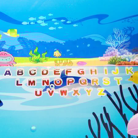 طاولة دراسية تعليمية للاولاد مع كرسي مصممة برسومات عالم البحار للاطفال