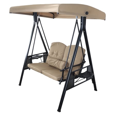 كرسي أرجوحة للمساحات الخارجية مع مظلة حماية 2 مقاعد مريحة