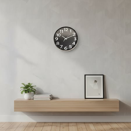 ساعة حائط اسود بتصميم دائري - مقاس 40 سم