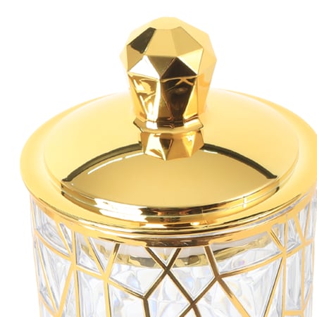 علب حفظ السكر والشاي من الاكريليك بغطاء ذهبي