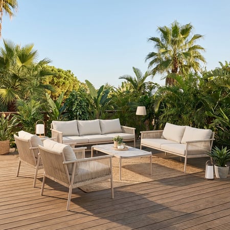 جلسة خارجية - طقم كنب حديقة 7 مقاعد لون بيج