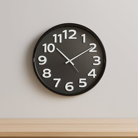 ساعة حائط اسود بتصميم دائري - مقاس 40 سم