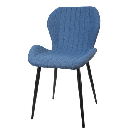 كرسي طاولة طعام قماش سادة ارجل معدن لون سماوي 86 سم