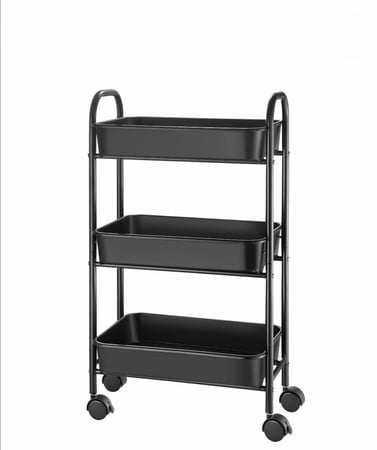 عربه تخزين بعجلات 3 أدوار - اسود