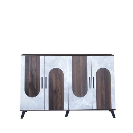 خزانة أحذية خشب بني غامق مع رمادي 5 أرفف 4 أبواب قسمين