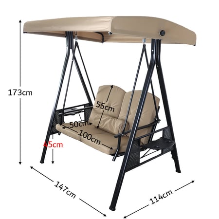 كرسي أرجوحة للمساحات الخارجية مع مظلة حماية 2 مقاعد مريحة