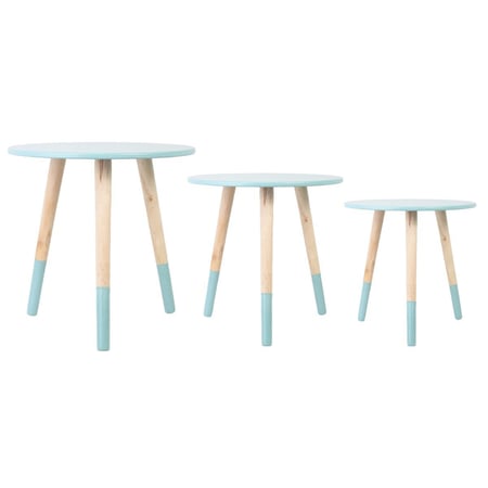 طاولات خشب جانبية طقم 3 قطع لون تيفاني