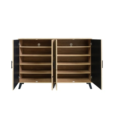 خزانة أحذية خشب ماليزي 2 قسم 5 أدوار - بيج واسود