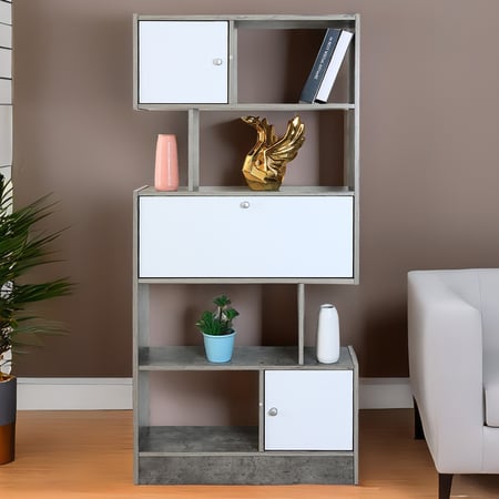 أرفف ماليزي خمسة أدوار - أدراج لون رمادي وأبيض