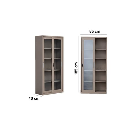 دولاب مكتبي حديد باب سحاب - بيج